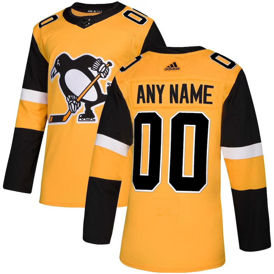 Men Pittsburgh Penguins adidas Gold Alternate Authentic Custom NHL Jersey